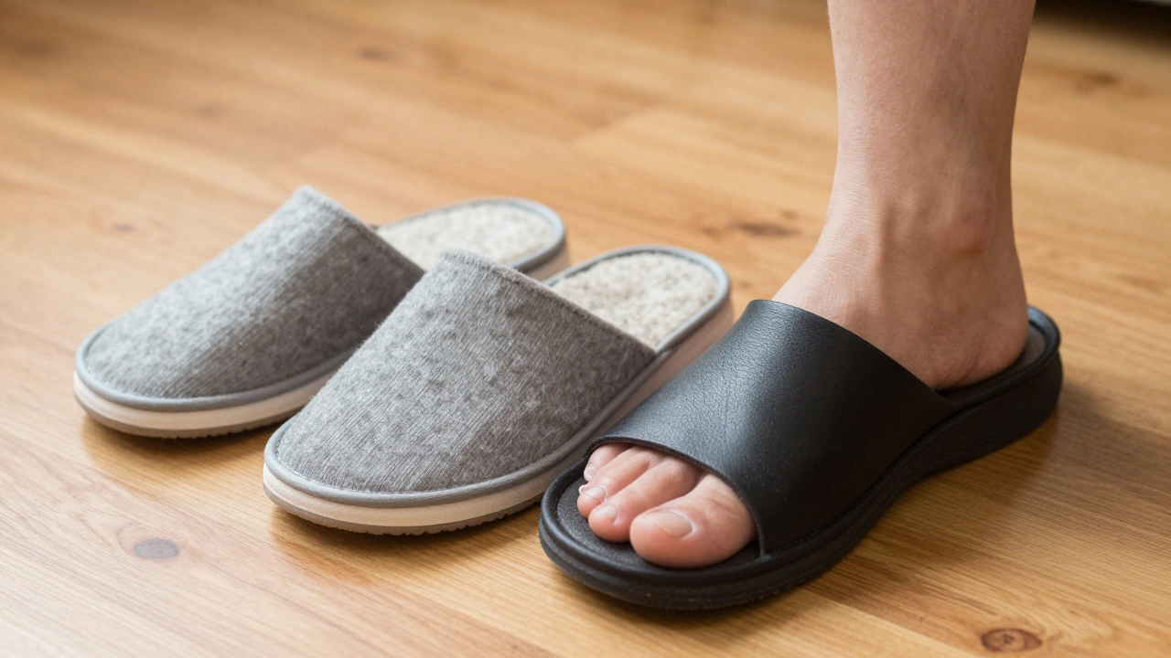 Comparison of unsupportive flat slipper versus orthotic slipper on wood