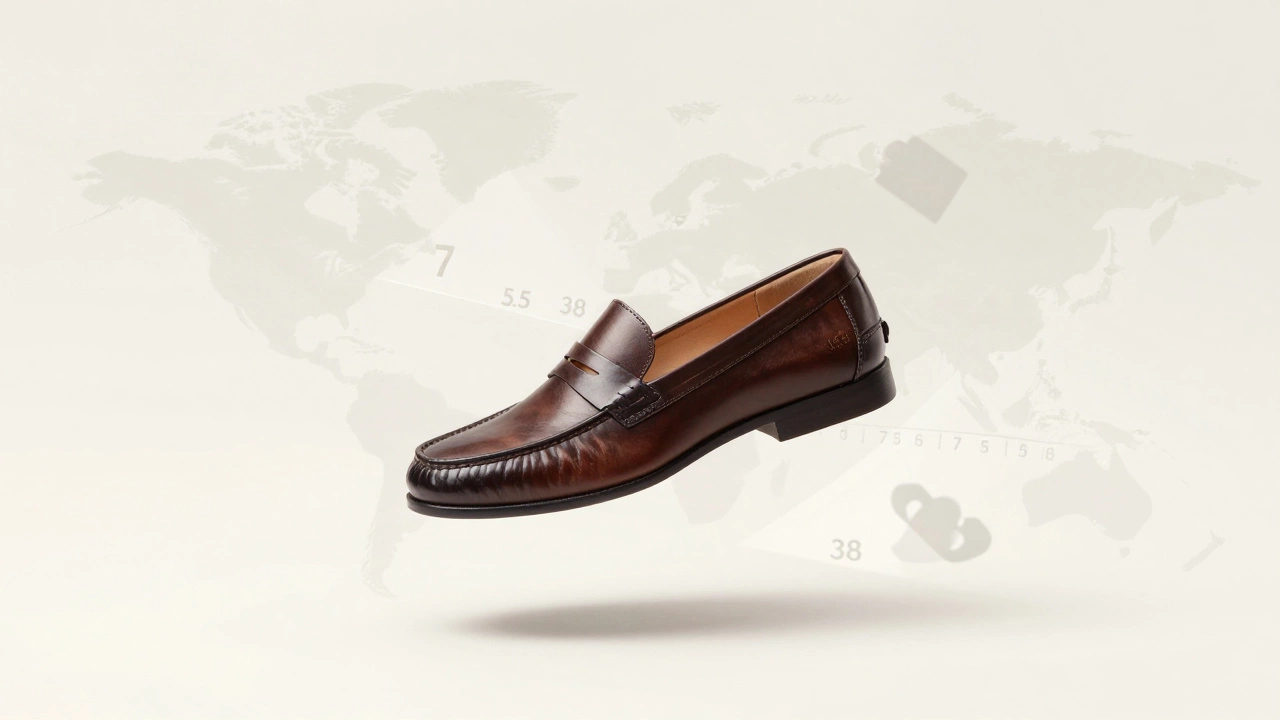 Conceptual art showing confusing international shoe sizes