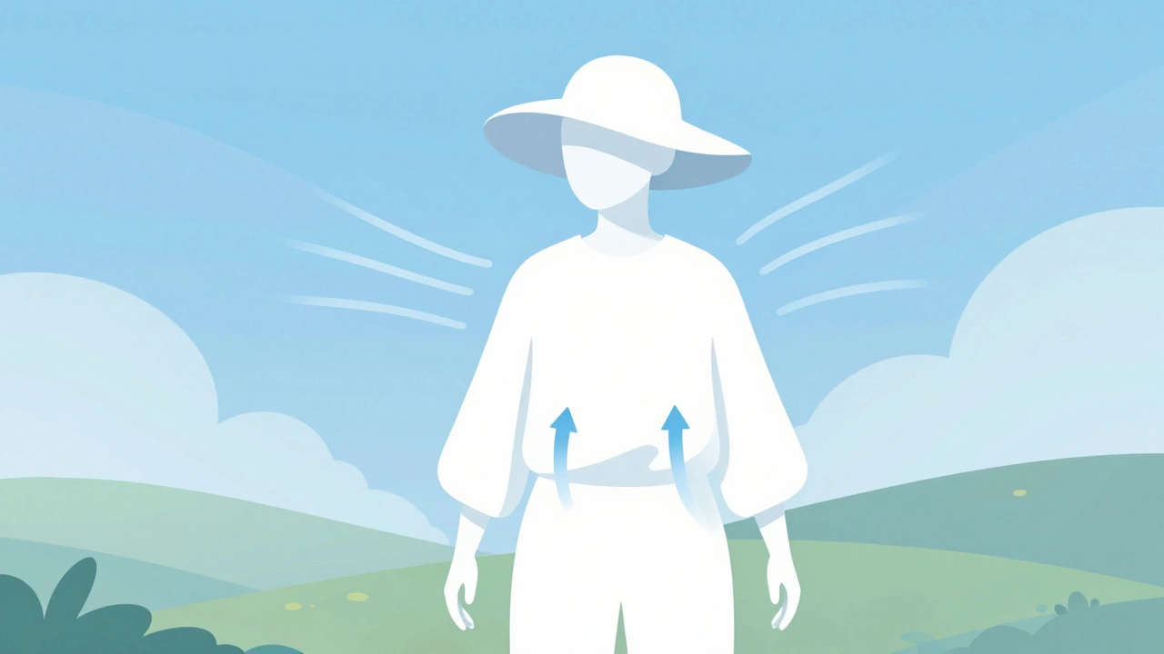 Diagram showing airflow around loose summer clothing