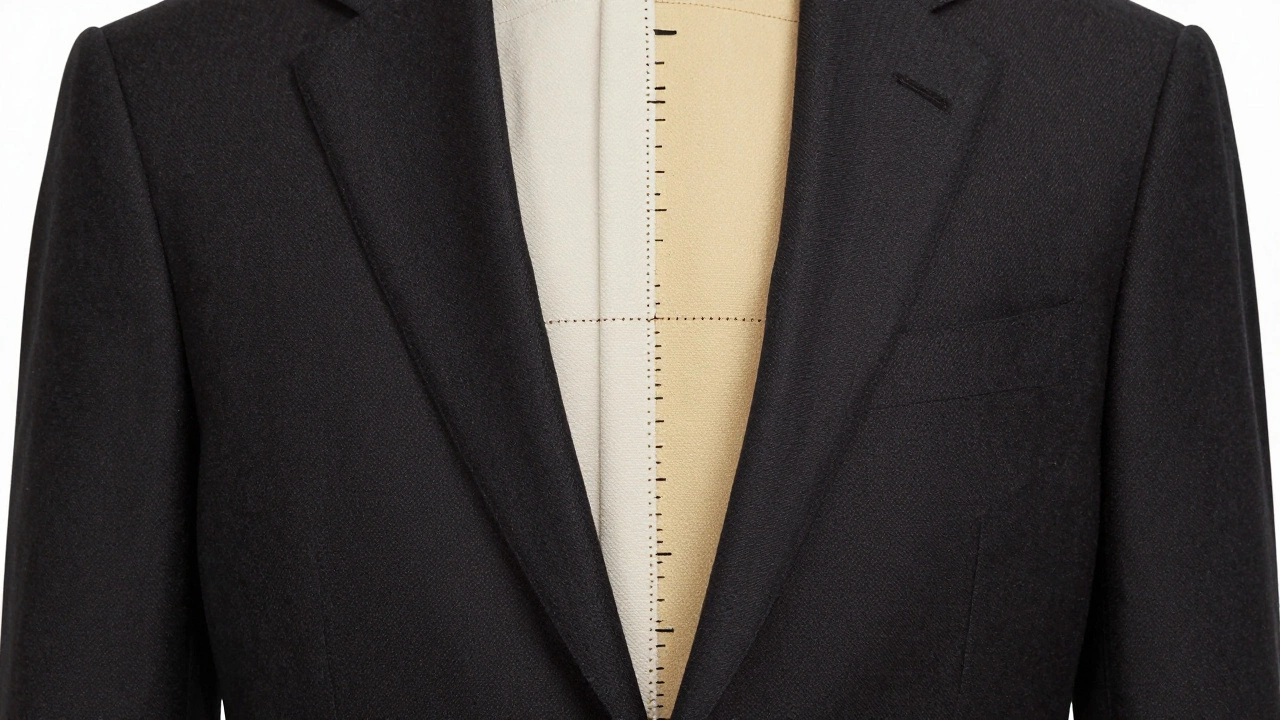 Cross-section showing fused vs canvassed suit jacket construction