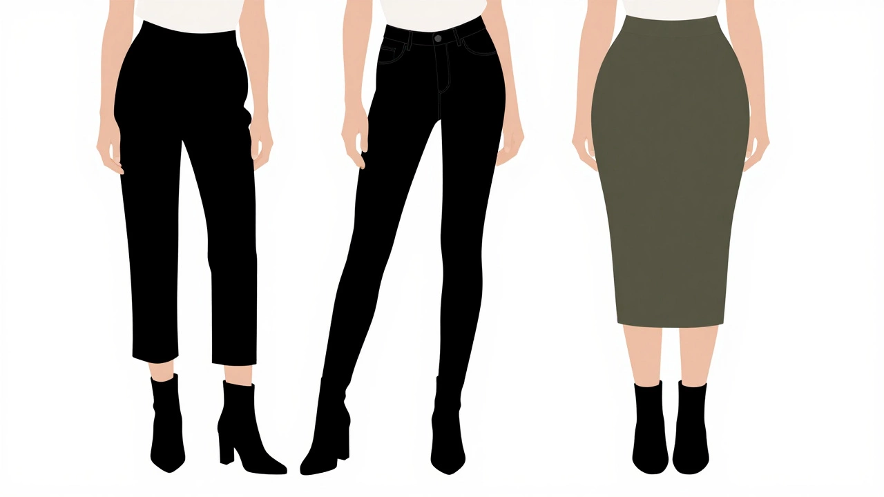 Illustration showing how square toe boots suit petite, tall, and curvy body types.