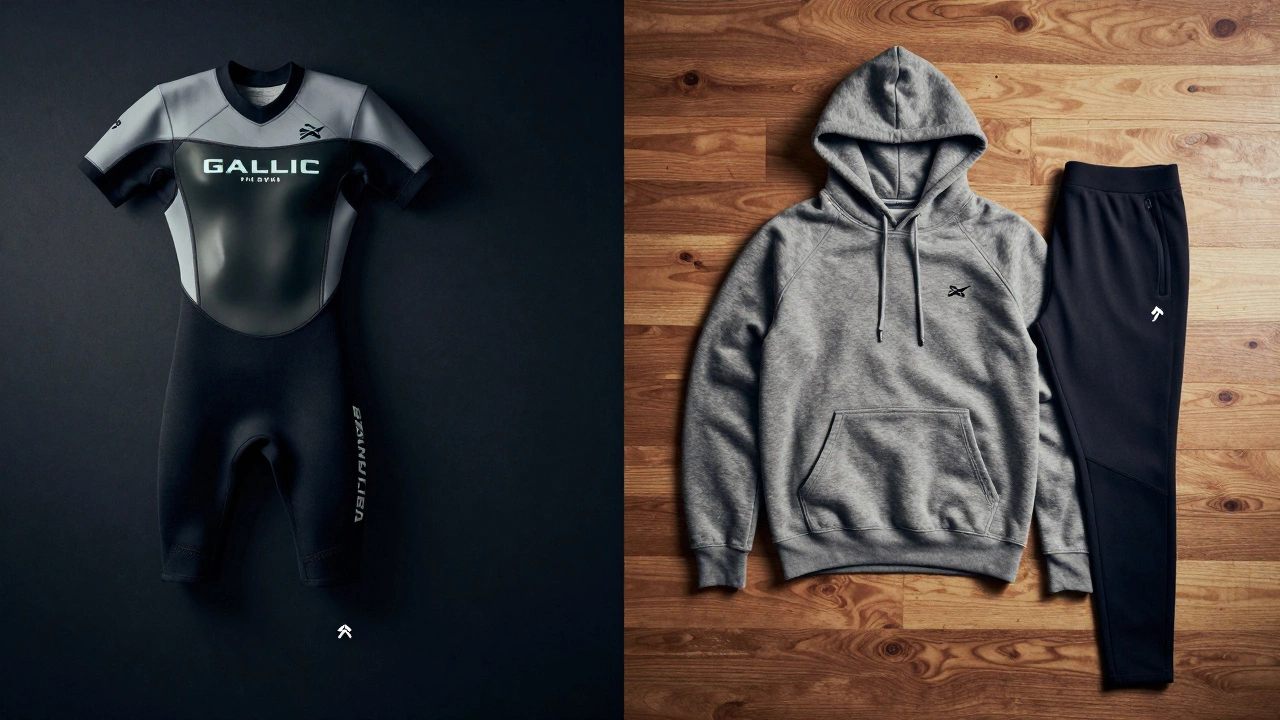 Split view showing specialized sports gear versus casual athleisure clothing