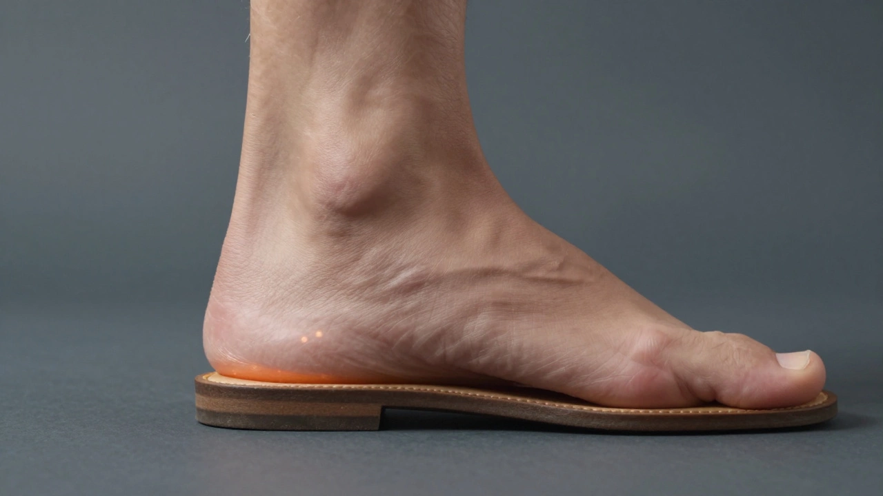 Cross-section showing proper snug fit of foot in leather shoe
