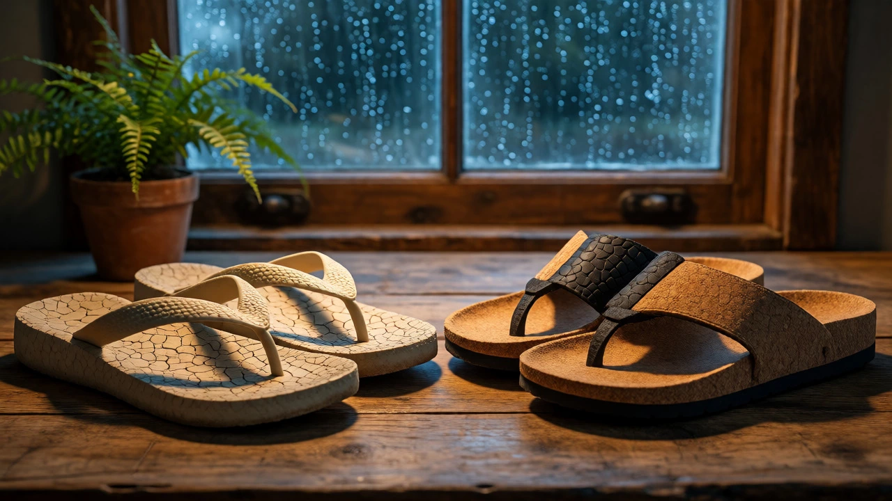 Comparison of worn foam vs. eco-friendly cork slippers indoors